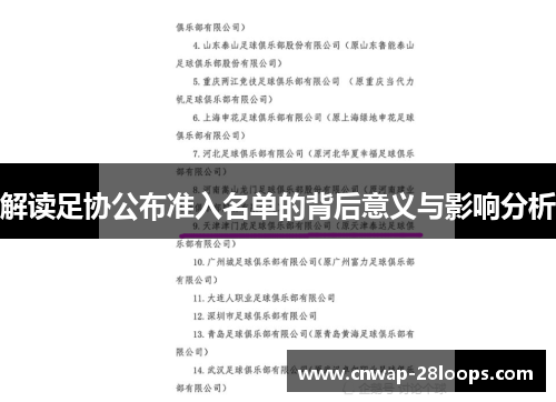 解读足协公布准入名单的背后意义与影响分析